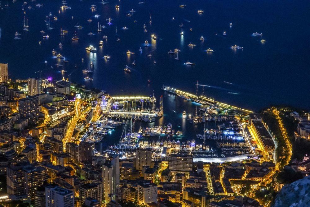 Aerial View of City during Night